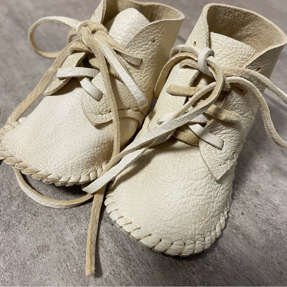VINTAGE Leather Baby Booties Soft Moccasins